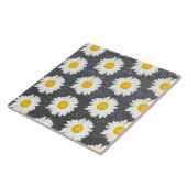Summer Fun Daisy Flower Pattern on Grey Tegeltje (Zijkant)