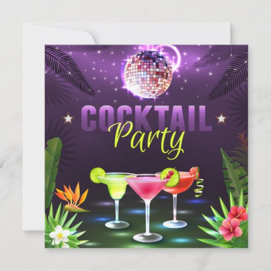 Summer Fun Disco Cocktail Mixer Party Invitation (Voorkant)