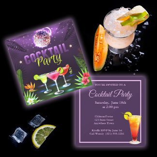 Summer Fun Disco Cocktail Mixer Party Invitation