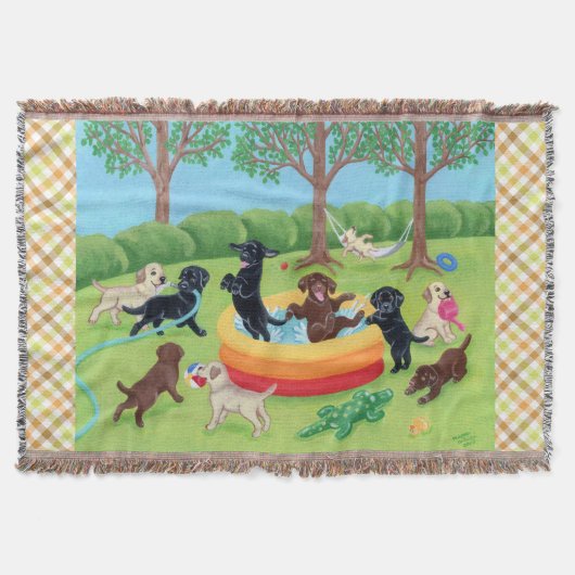 Summer Fun Labradors Painting Deken (Voorkant)