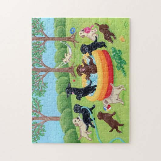 Summer Fun Labradors Painting Legpuzzel (Verticaal)