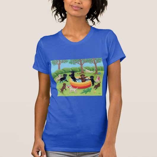Summer Fun Labradors Painting T-shirt (Voorkant)