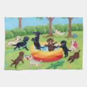 Summer Fun Labradors Painting Theedoek (Horizontaal)