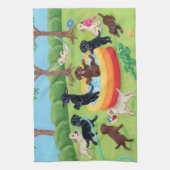 Summer Fun Labradors Painting Theedoek (Verticaal)