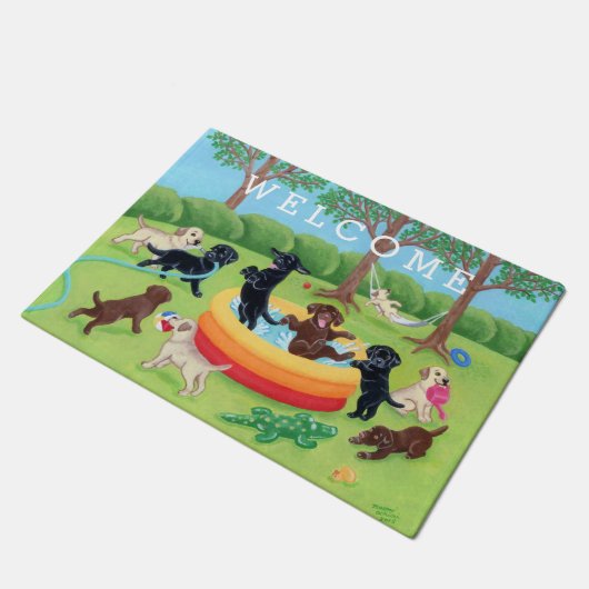 Summer Fun Labradors Schilder Doormat Deurmat (Schuin)