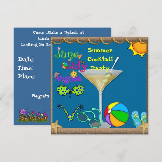 Summer Fun Martini Pool Kaart (Voorkant / Achterkant)