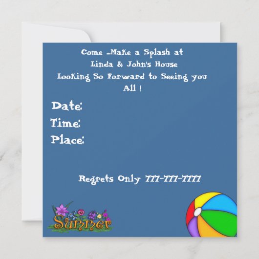 Summer Fun Martini Pool Kaart (Achterkant)