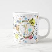 Summer Fun Monogram Beach Holiday Doodles Decor Grote Koffiekop (Rechts)