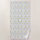 Summer Fun Monogram Beach Holiday Doodles Decor Strandlaken (Voorkant)