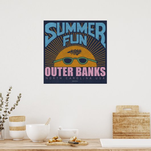 Summer Fun OBX Outer Banks North Carolina  Poster (Keuken)