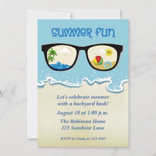 Summer Fun Party Uitnodiging (Voorkant)