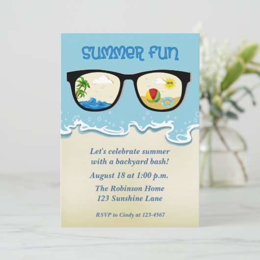 Summer Fun Party Uitnodiging (Staand voorkant)