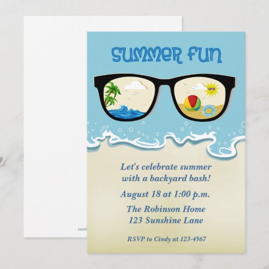 Summer Fun Party Uitnodiging (Voorkant / Achterkant)