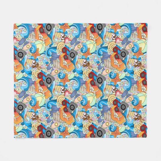 Summer Fun Pattern 2 Fleece Deken (Voorkant (Horizontaal))