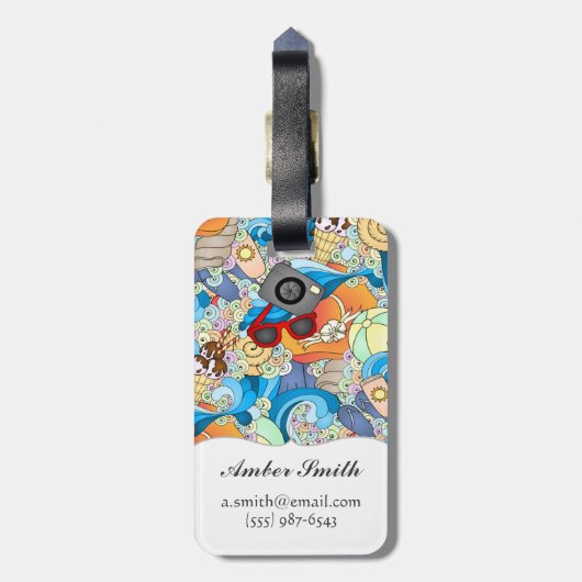 Summer Fun Pattern Bagagelabel (Achterkant verticaal)
