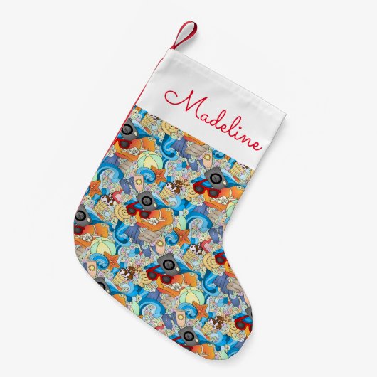 Summer Fun Pattern | Jouw namen toevoegen Kleine Kerstsok (Voorkant (Hangend))