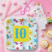 Summer Fun Pattern Kinder Party Paper Borden Papieren Bordje (Feest)