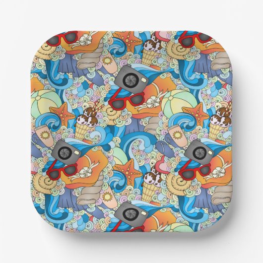 Summer Fun Pattern Papieren Bordje (Voorkant)