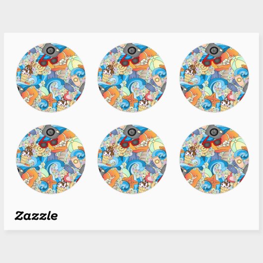 Summer Fun Pattern Ronde Sticker (Vel)