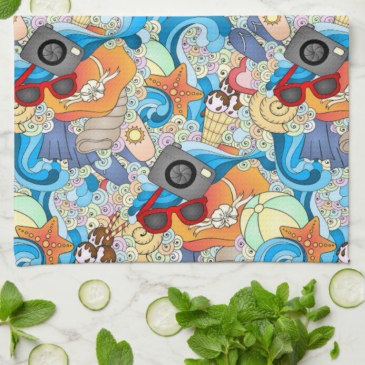 Summer Fun Pattern Theedoek (Gevouwen)