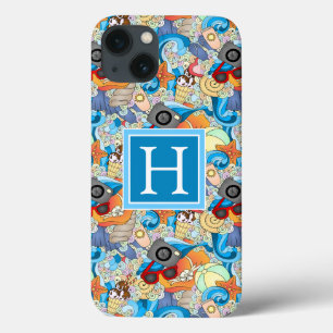 Summer Fun Pattern   Voeg je Initiaal toe iPhone 13 Hoesje