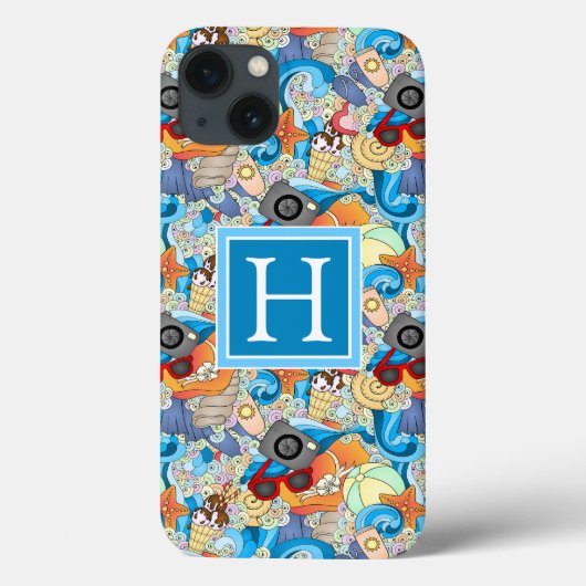 Summer Fun Pattern | Voeg je Initiaal toe Case-Mate iPhone Case (Achterkant)