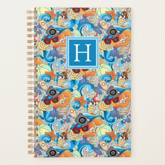Summer Fun Pattern | Voeg je Initiaal toe Planner (Voorkant)