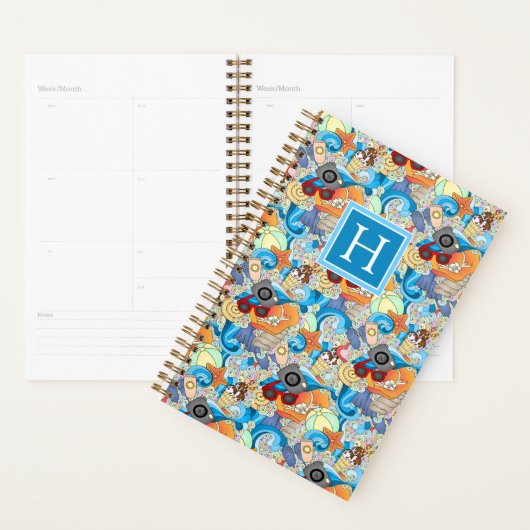 Summer Fun Pattern | Voeg je Initiaal toe Planner (Display)