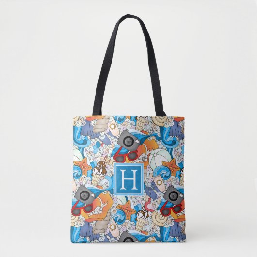 Summer Fun Pattern | Voeg je Initiaal toe Tote Bag (Voorkant)