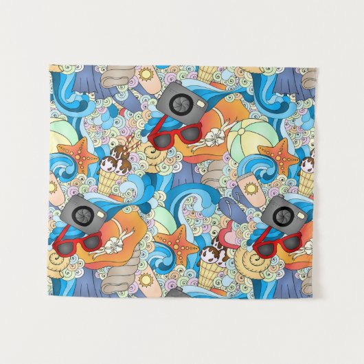Summer Fun Pattern Wandkleed (Voorkant (horizontaal))
