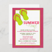 Summer Fun Picnic/BBQ Invitation (roze) Kaart (Voorkant / Achterkant)