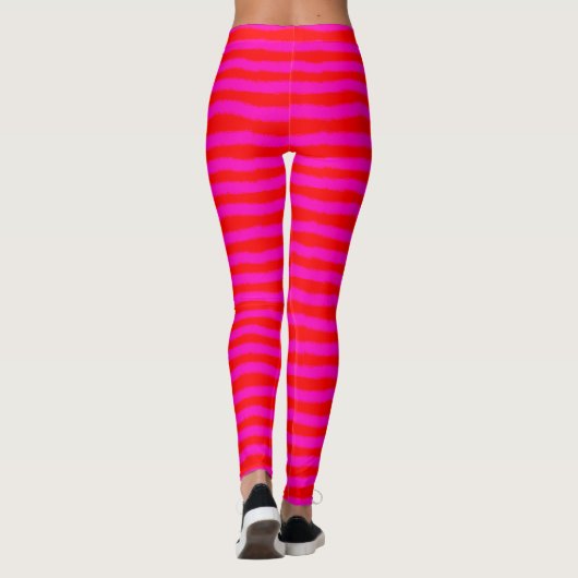 Summer Fun Pink en Red Striped Leggings (Achterkant)