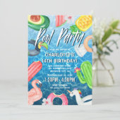 Summer Fun Pool Party Birthday Kaart (Staand voorkant)