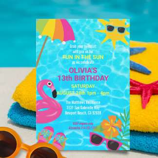 Summer Fun Pool Party Birthday Kaart