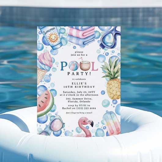 Summer Fun Pool Party Birthday Kaart