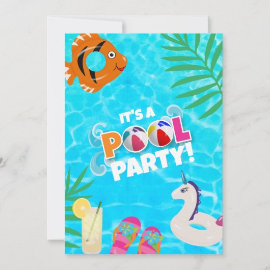 Summer Fun Pool Party Birthday Kaart (Achterkant)