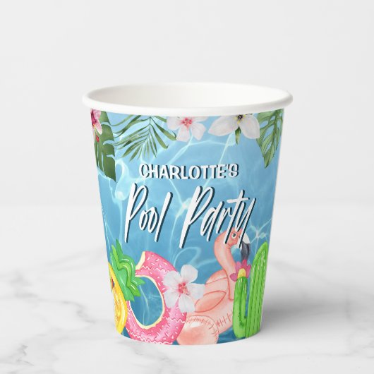 Summer Fun Pool Party Birthday Papieren Bekers (Achterkant)