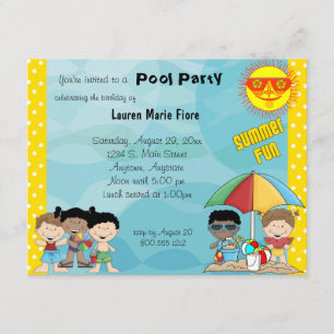 Summer Fun Pool Party Birthday Uitnodiging