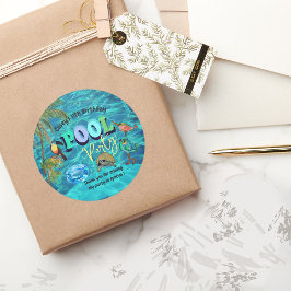 Summer Fun Pool Party Dank u Verjaardag Ronde Sticker