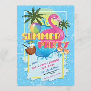 Summer Fun Pool Party Invitation Kaart