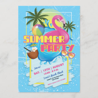 Summer Fun Pool Party Invitation Kaart