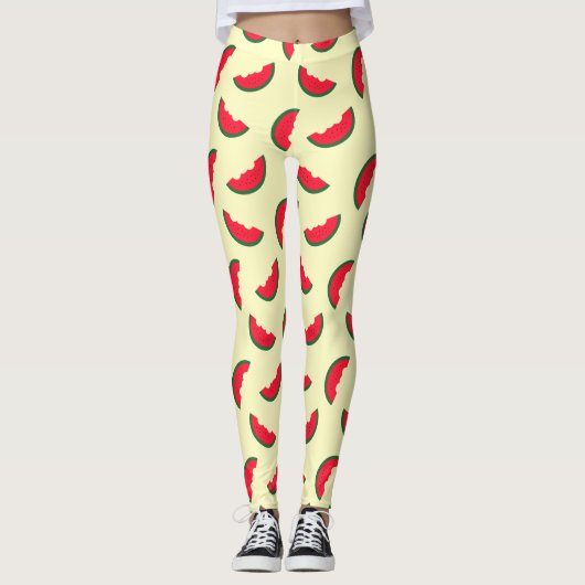 Summer Fun Red Watermelon Yellow Pattern Leggings (Voorkant)