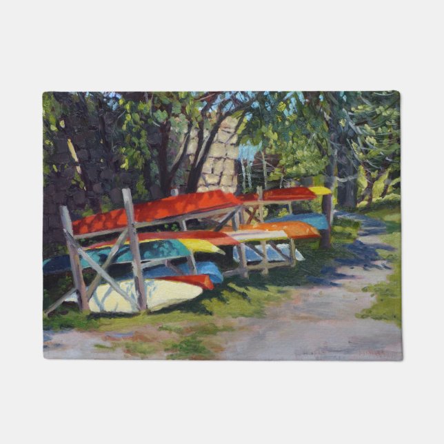 Summer Fun Red Yellow Blue Kayaks Rockport Maine Deurmat (Voorkant)