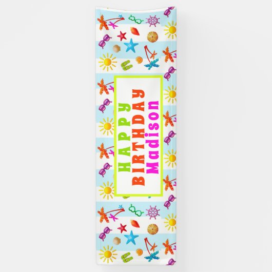 Summer Fun Teen Girl's Birthday Party Spandoek (Verticaal)