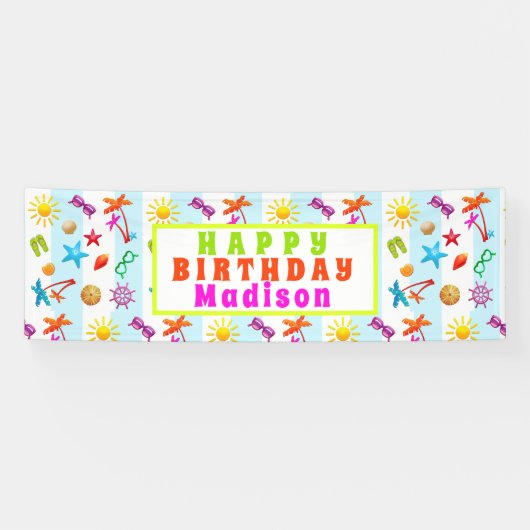 Summer Fun Teen Girl's Birthday Party Spandoek (Horizontaal)