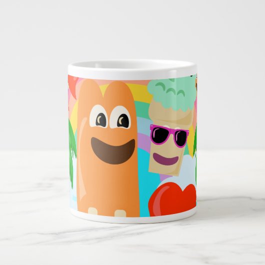 Summer Fun Treats Schattigee Cartoon Art Joy Grote Koffiekop (Voorkant)