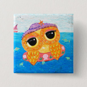Summer Fun Vierkante Button 5,1 Cm