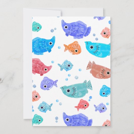 Summer Funky Fish Birthday Pool Kaart (Achterkant)