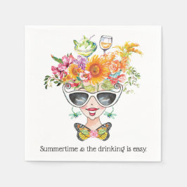 Summer Funny Babe Retro Cocktail Paper Napkin Servet