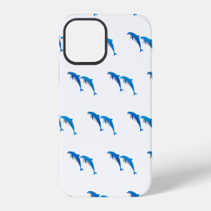 SUMMER, FUNNY GRAY EN BLUE DOLPHINS iPhone 12 HOESJE